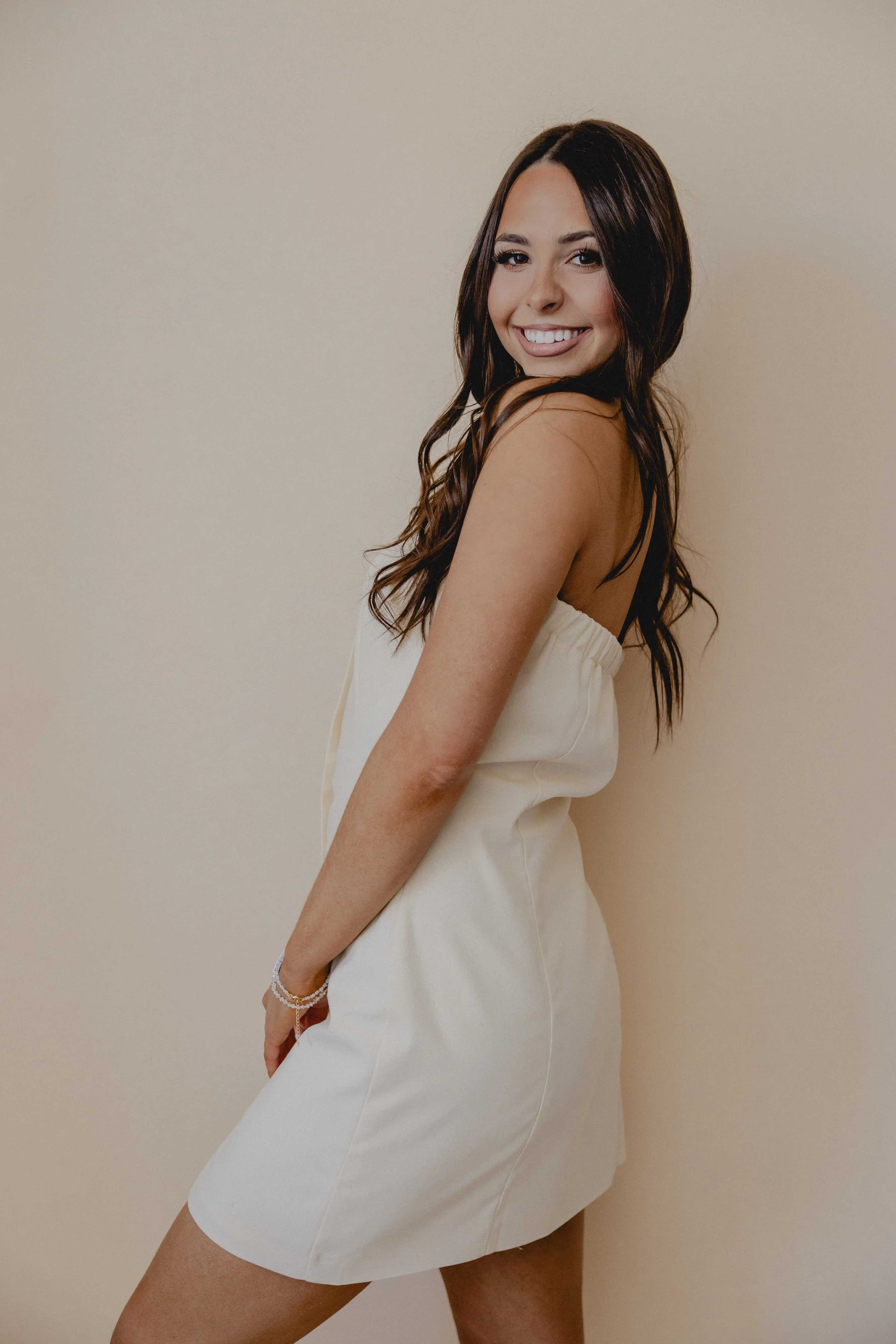 Lavish Strapless Dress Cream