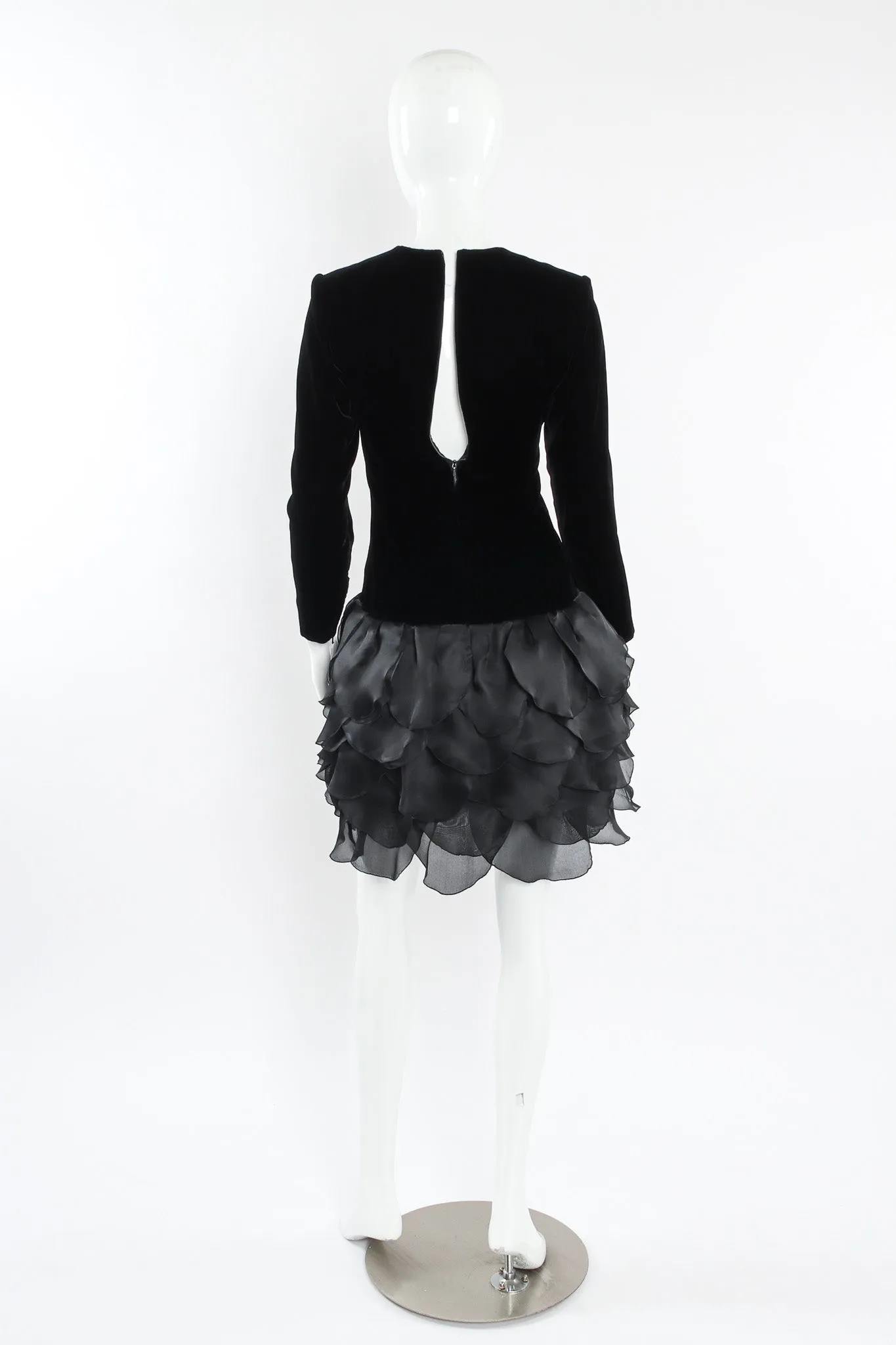 Leaf Panel Silk Velvet Dress