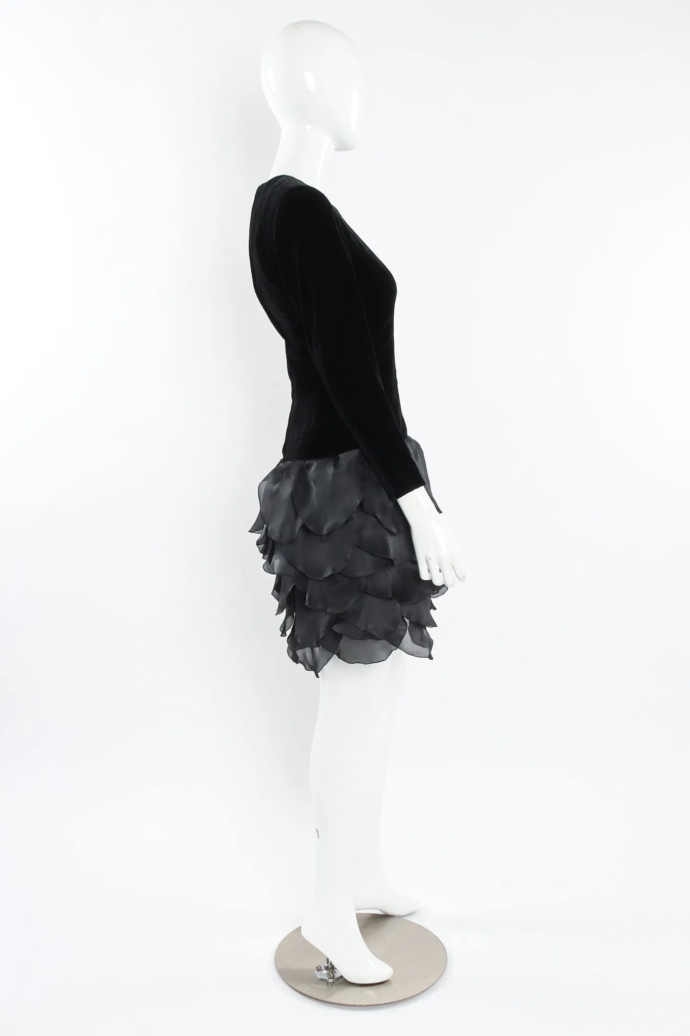 Leaf Panel Silk Velvet Dress