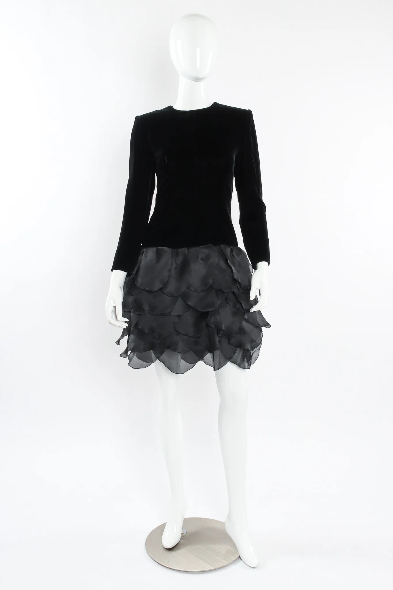 Leaf Panel Silk Velvet Dress