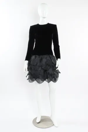 Leaf Panel Silk Velvet Dress