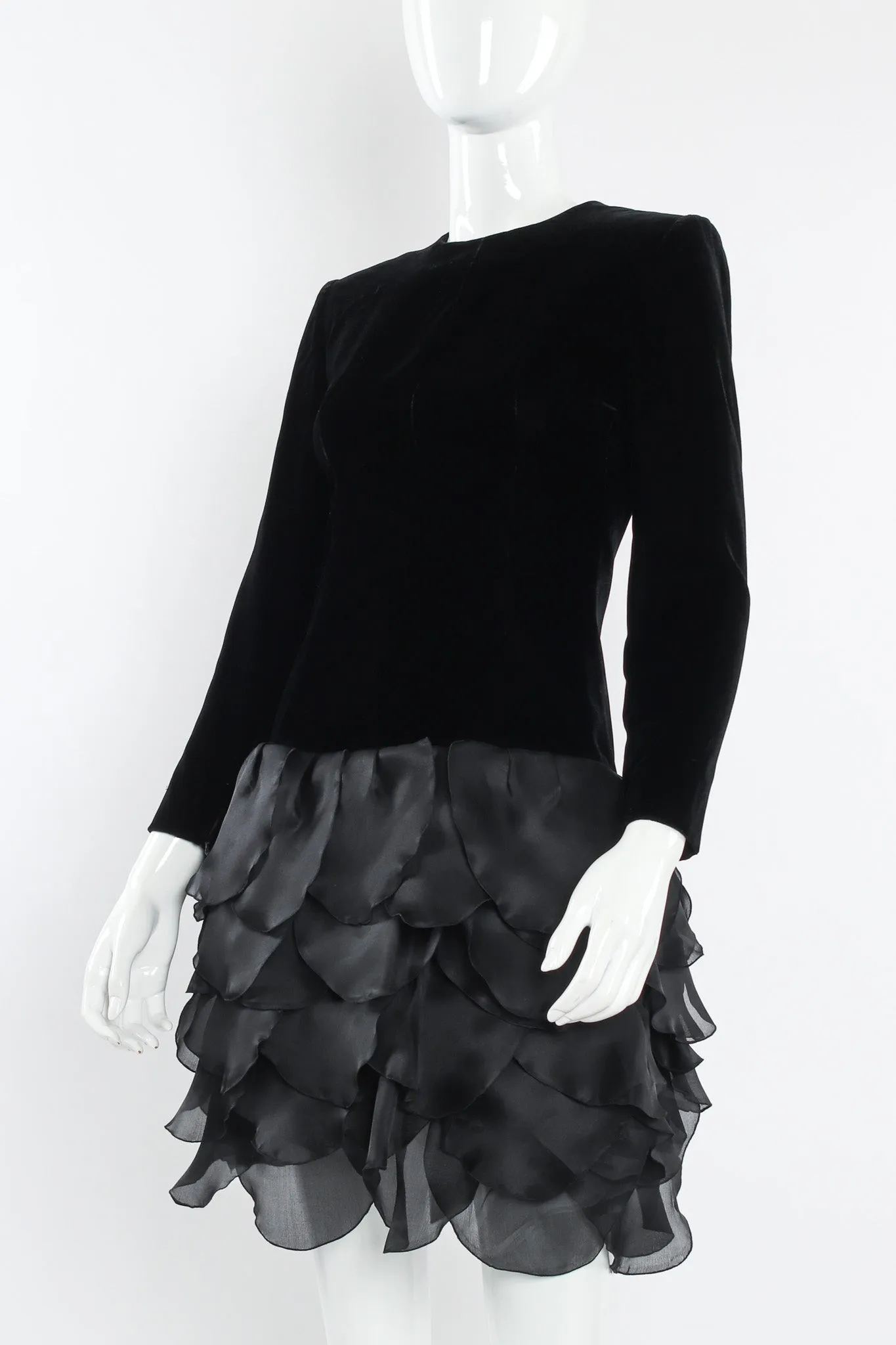 Leaf Panel Silk Velvet Dress