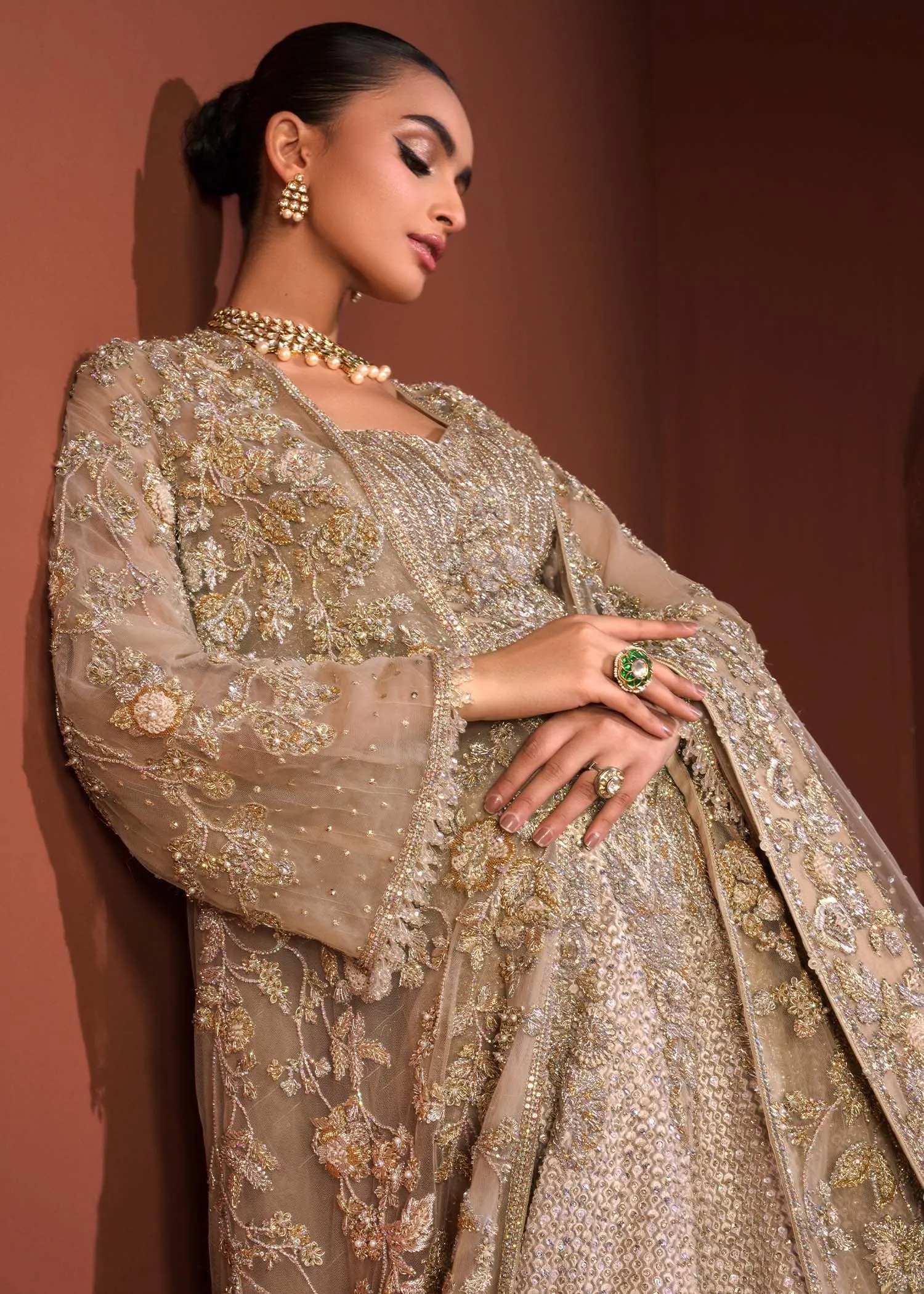 Lehenga Choli Gown and Dupatta Pakistani Bridal Dress