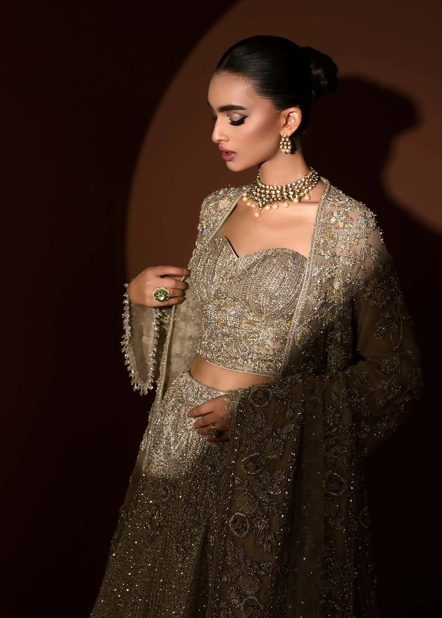 Lehenga Choli Gown and Dupatta Pakistani Bridal Dress