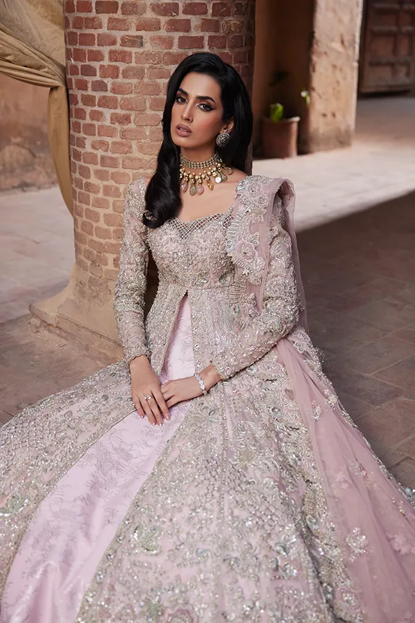Lehenga Gown Pink Pakistani Bridal Dress for Wedding