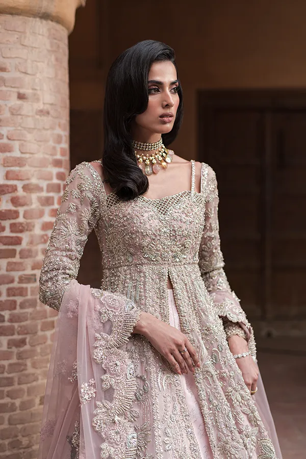 Lehenga Gown Pink Pakistani Bridal Dress for Wedding