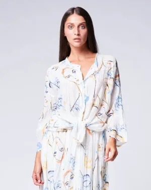 Light Sketch Crinkle Band Collar Shirt