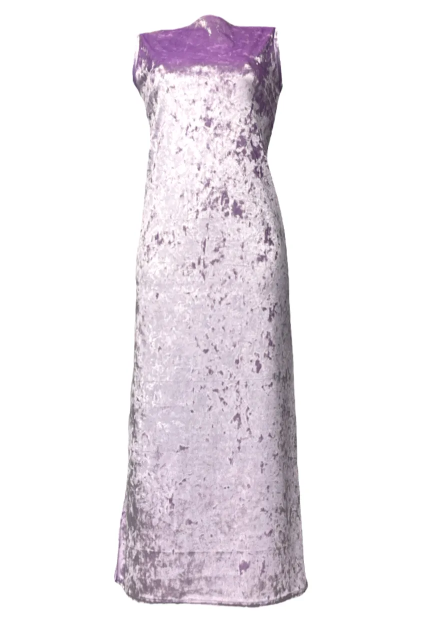 LILAC VELVET SPLIT MAXI DRESS