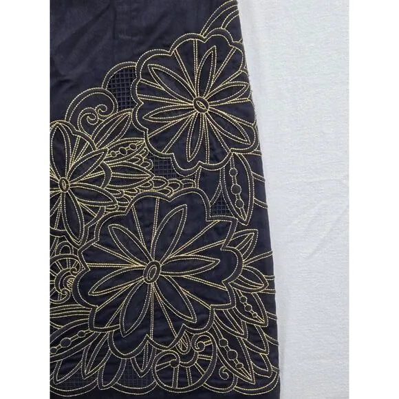 Lilly Pulitzer Bowen Black After Party Gold Embroidery Strapless Dress Size 6