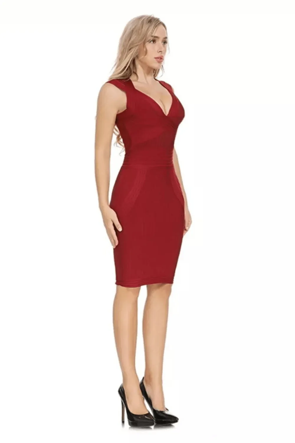 Lily Patchwork Red Bodycon Mini Dress