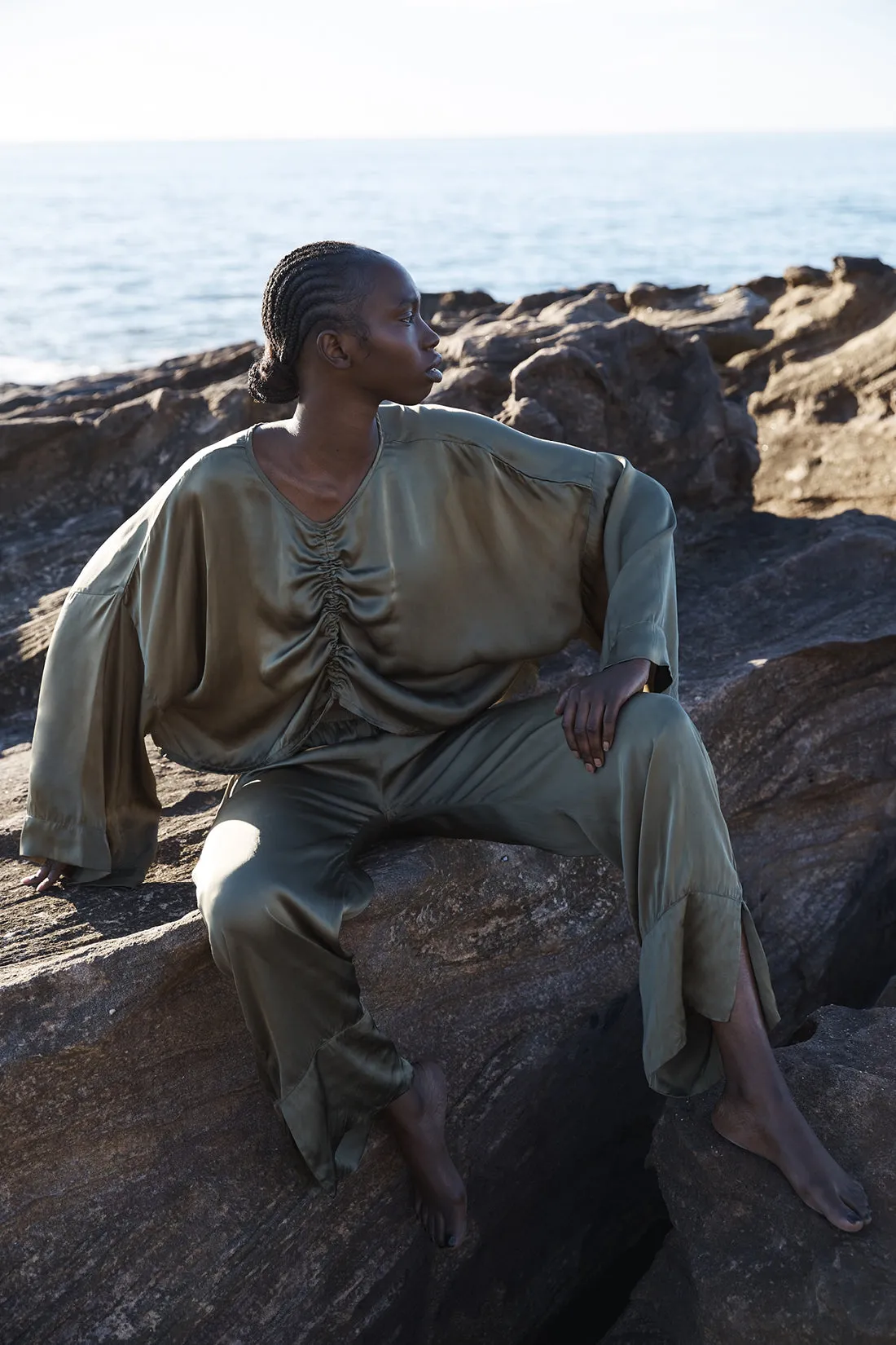 Ling Silk Blouse Olive