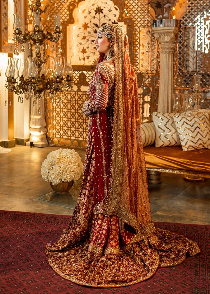Long Kameez Lehenga Golden Work Pakistani Wedding Dresses