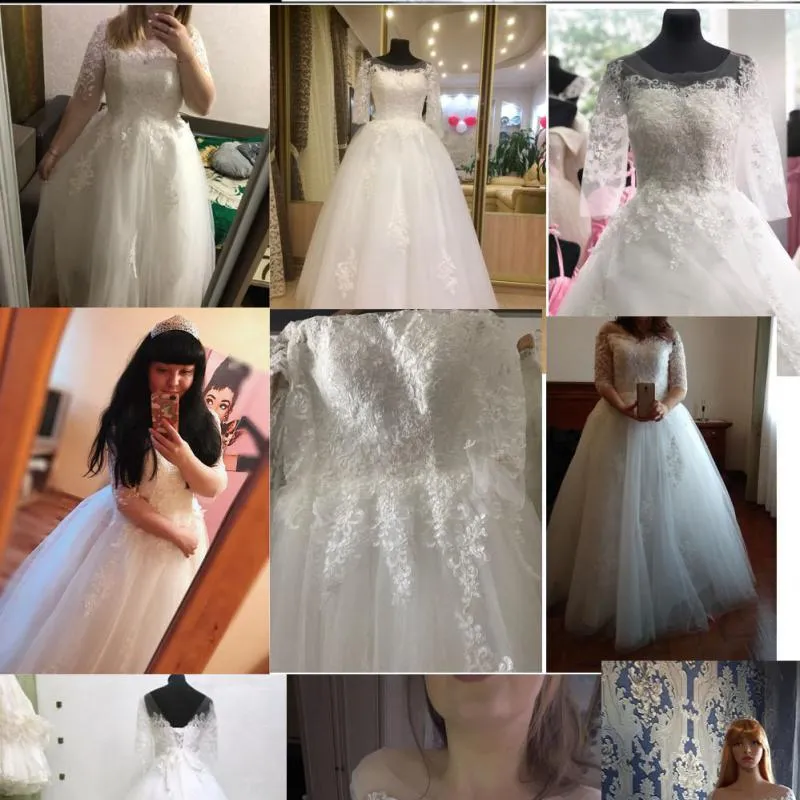 Long Sleeve Wedding Dresses Tulle Lace Bride Dresses Wedding Gowns