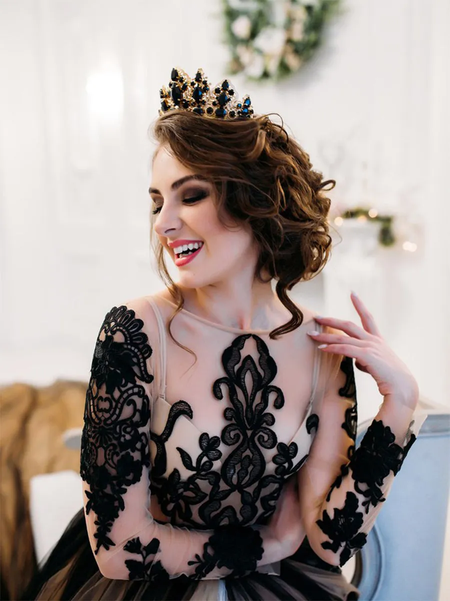 Long Sleeves Evening Dress 1M Train Lace Plus Size Maternity Dress for Photo Shoot YW21024