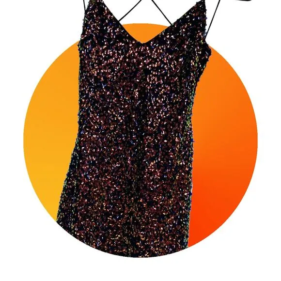 Lovely Day V Neck Spaghetti Strap Sequin Bodycon Dress Multicolor Women's Size M