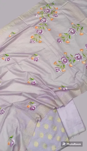 Lovely in Lavender Purple Banarasi Cotton Silk Suit(Unstitched)
