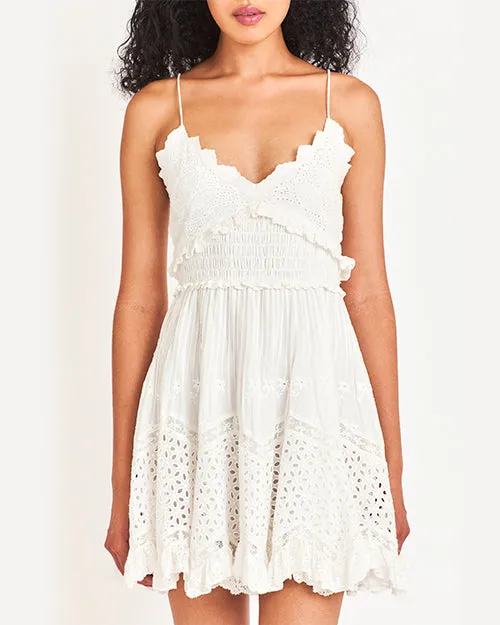 LoveShackFancy | Kerielle Eyelet Mini Dress | Off White