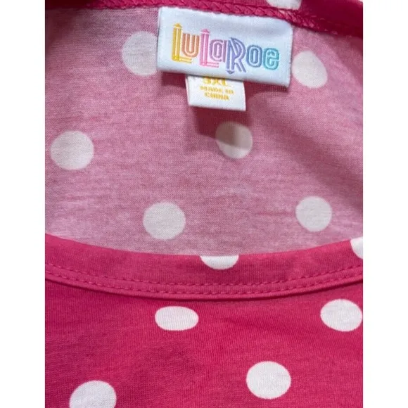 LuLaRoe Womens Dress Size 3XL Carly Barbiecore Pink White Polka Dots Hi Low
