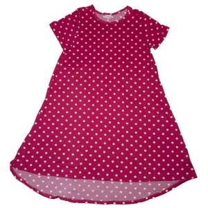 LuLaRoe Womens Dress Size 3XL Carly Barbiecore Pink White Polka Dots Hi Low