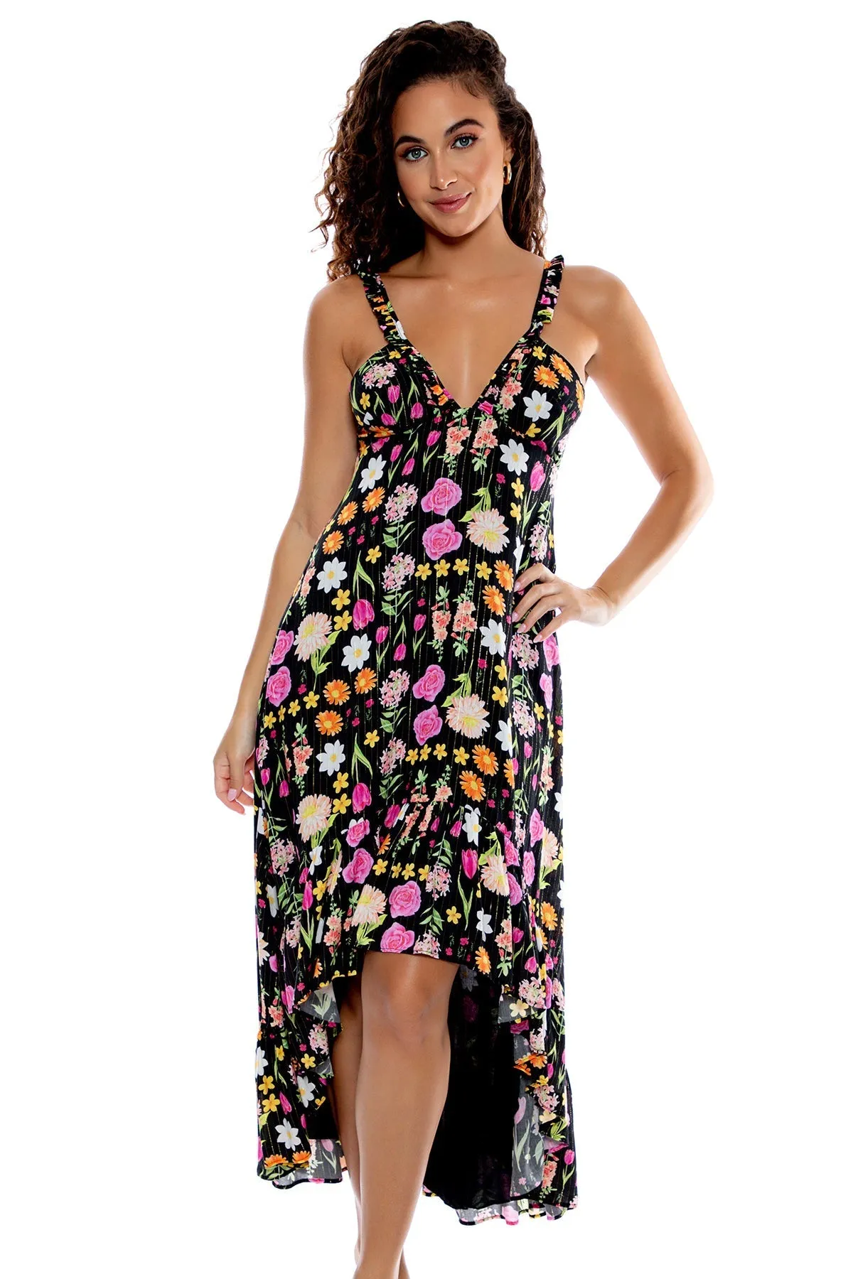 LULI'S SECRET GARDEN - Deep V High Low Dress