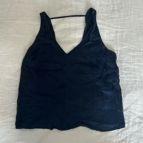 Lunya Washable Silk Tank Top in Deep Blue Size Small