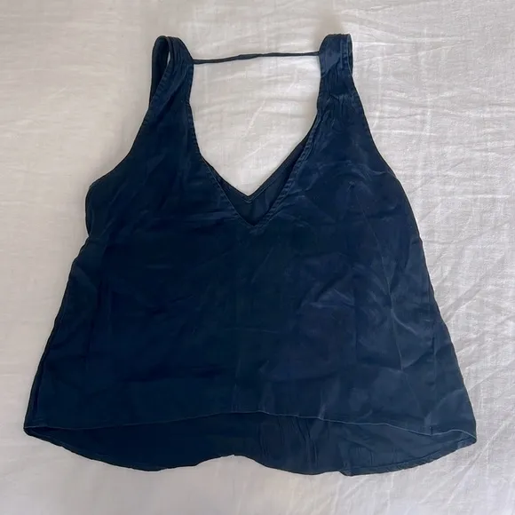 Lunya Washable Silk Tank Top in Deep Blue Size Small
