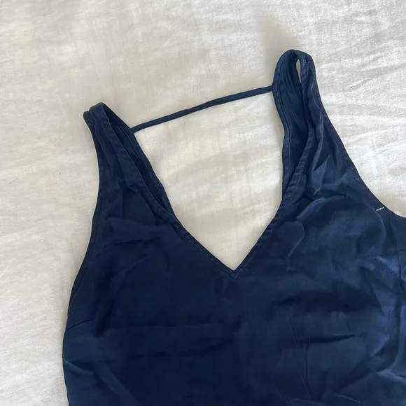 Lunya Washable Silk Tank Top in Deep Blue Size Small