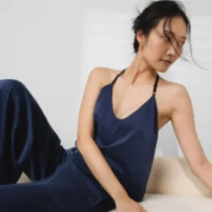 Lunya Washable Silk Tank Top in Deep Blue Size Small