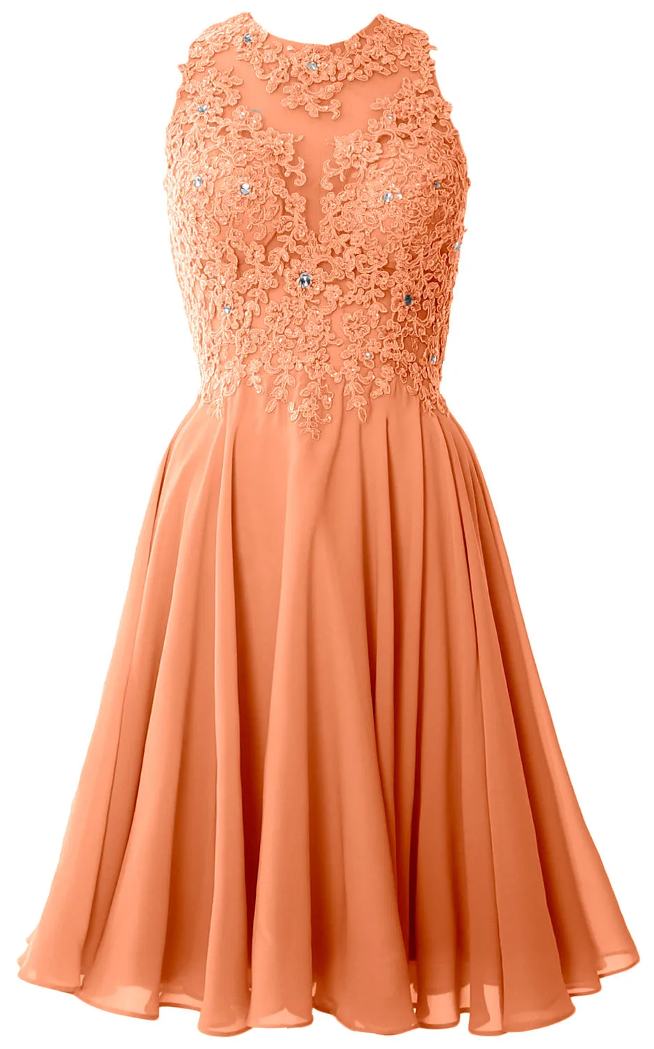 MACloth Women High Neck Lace Cocktail Dress Short Prom Homecoming Formal Gown