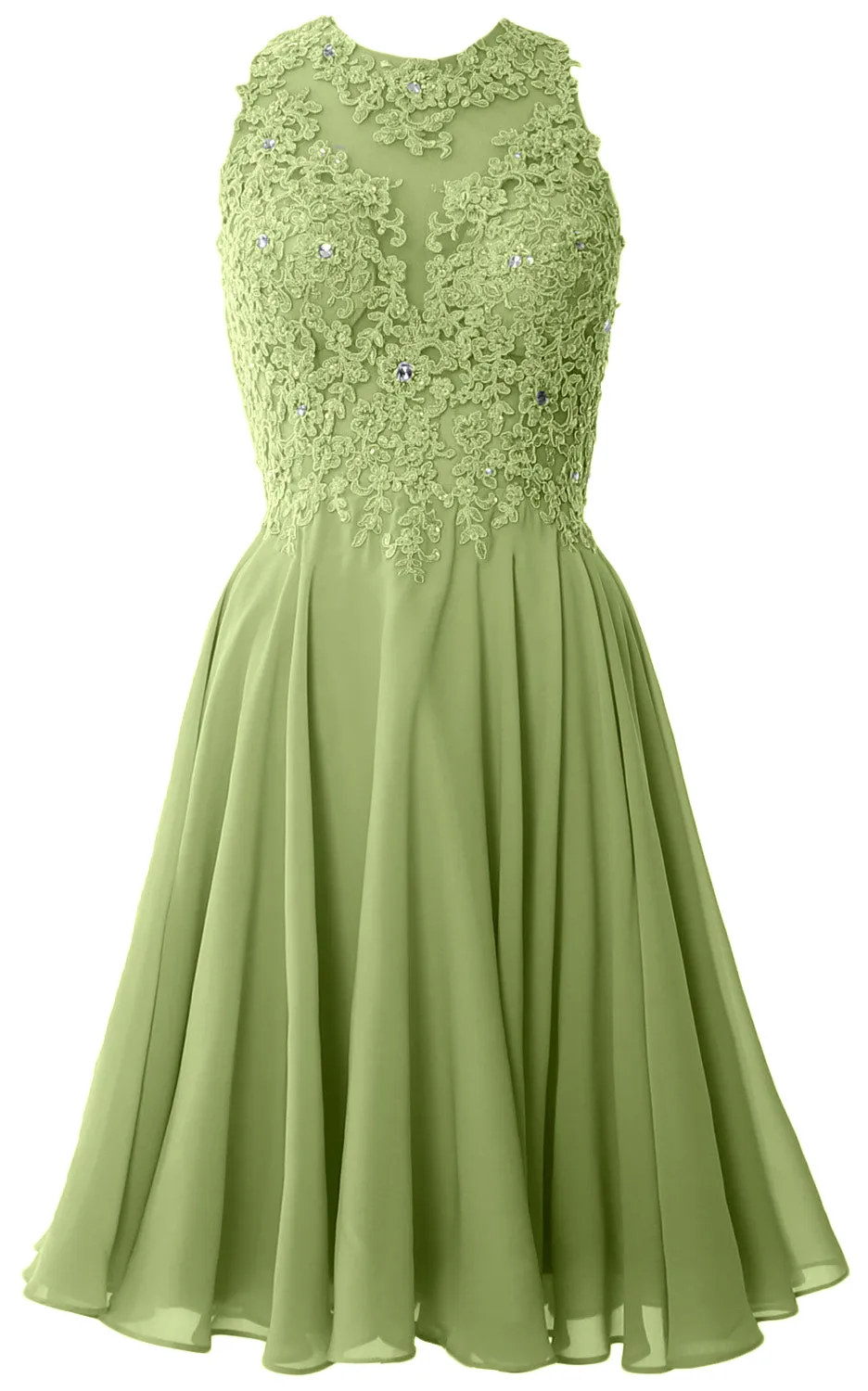 MACloth Women High Neck Lace Cocktail Dress Short Prom Homecoming Formal Gown