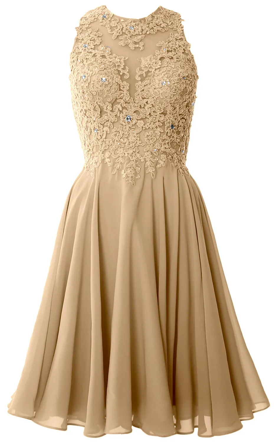 MACloth Women High Neck Lace Cocktail Dress Short Prom Homecoming Formal Gown
