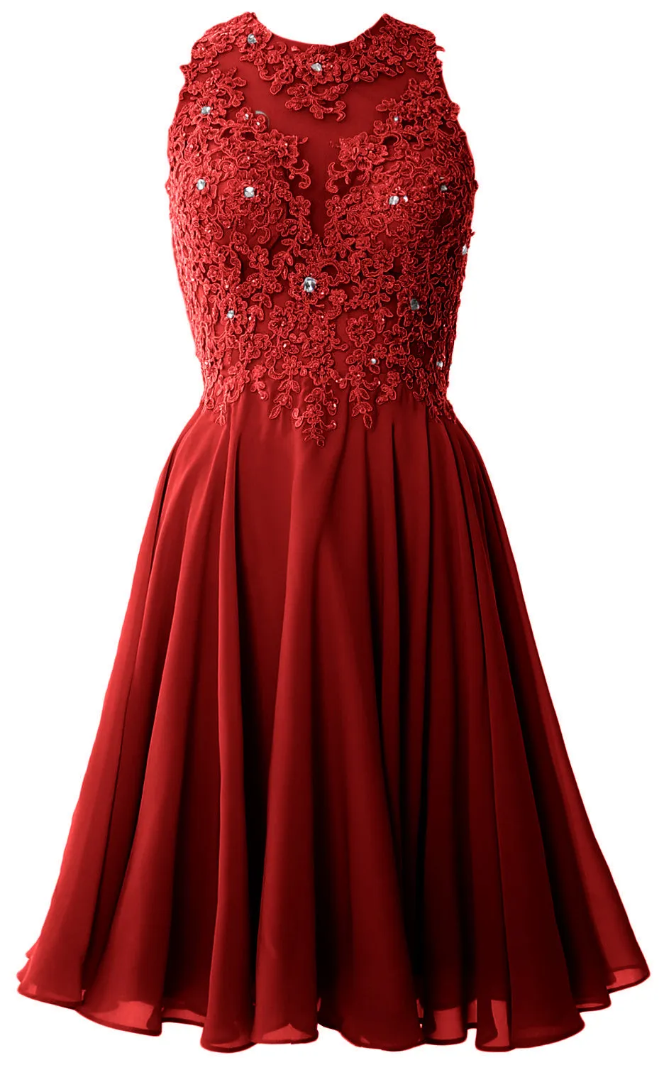 MACloth Women High Neck Lace Cocktail Dress Short Prom Homecoming Formal Gown