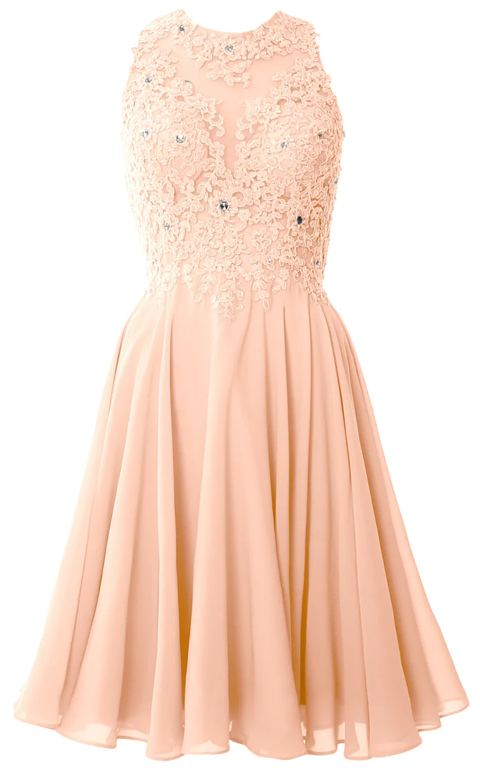 MACloth Women High Neck Lace Cocktail Dress Short Prom Homecoming Formal Gown