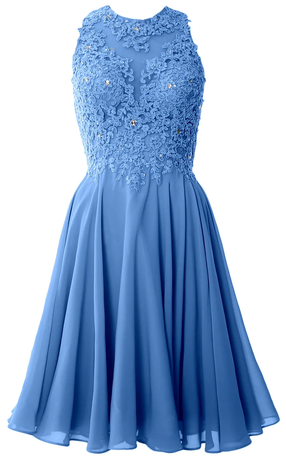 MACloth Women High Neck Lace Cocktail Dress Short Prom Homecoming Formal Gown