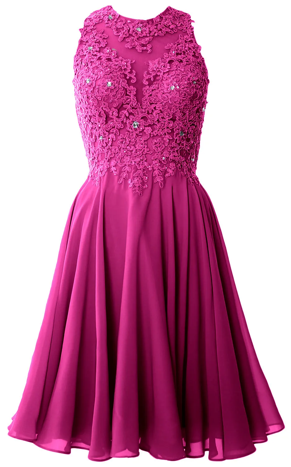 MACloth Women High Neck Lace Cocktail Dress Short Prom Homecoming Formal Gown