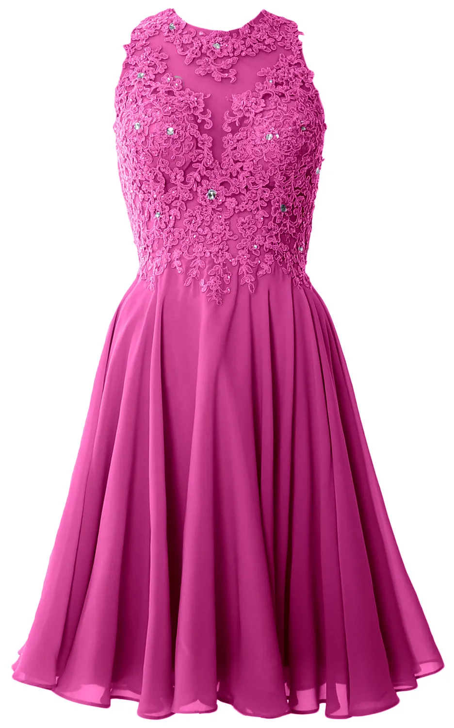 MACloth Women High Neck Lace Cocktail Dress Short Prom Homecoming Formal Gown