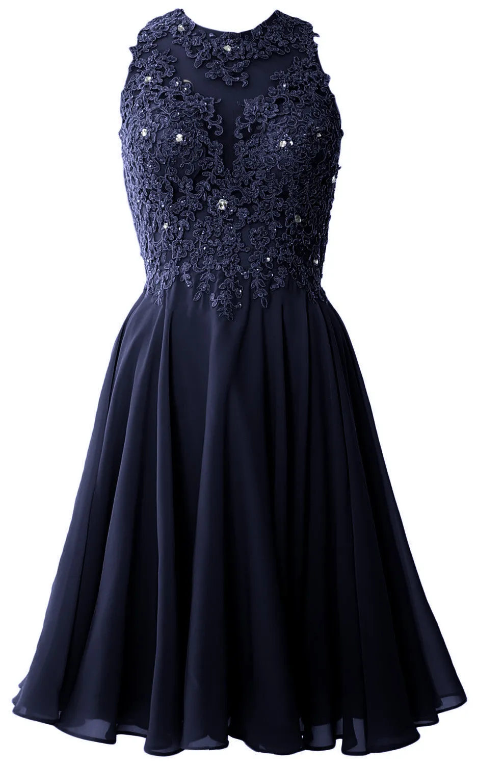 MACloth Women High Neck Lace Cocktail Dress Short Prom Homecoming Formal Gown