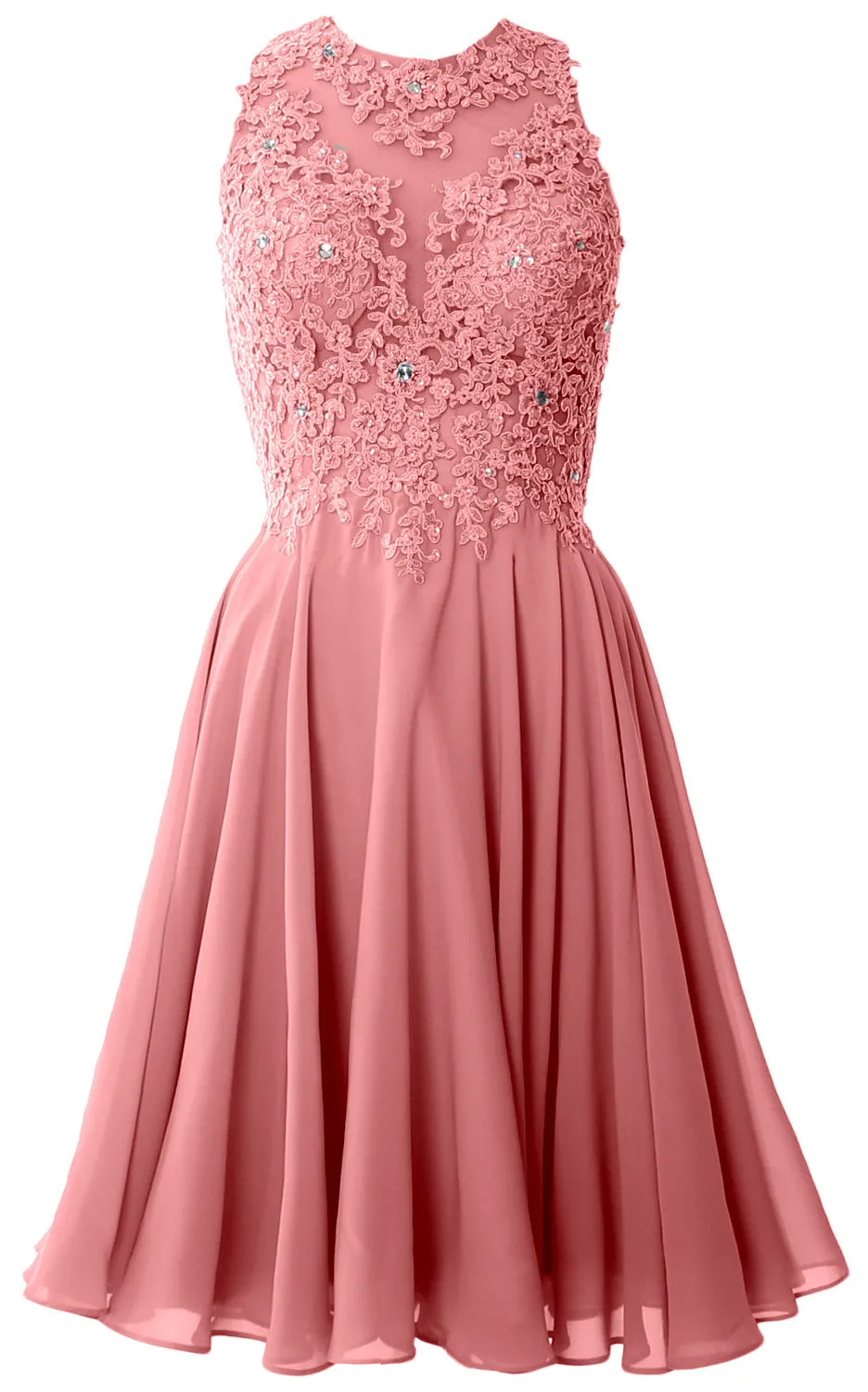 MACloth Women High Neck Lace Cocktail Dress Short Prom Homecoming Formal Gown