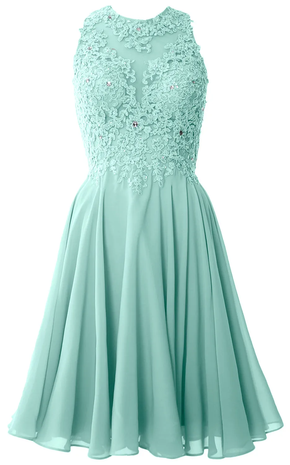 MACloth Women High Neck Lace Cocktail Dress Short Prom Homecoming Formal Gown