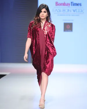 Maroon Cowl Dress