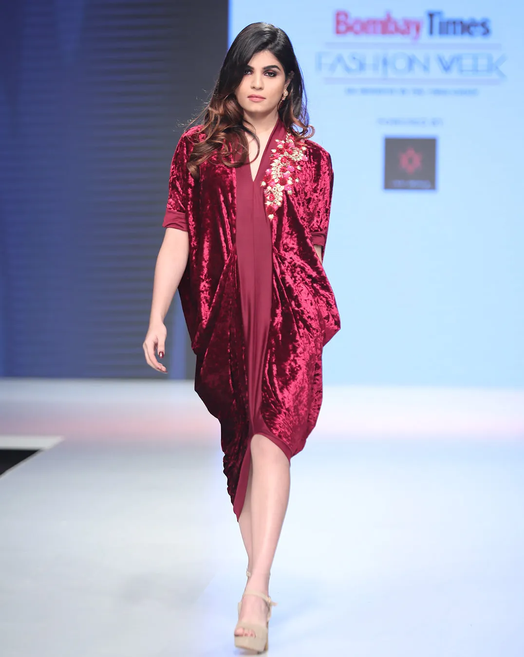 Maroon Cowl Dress