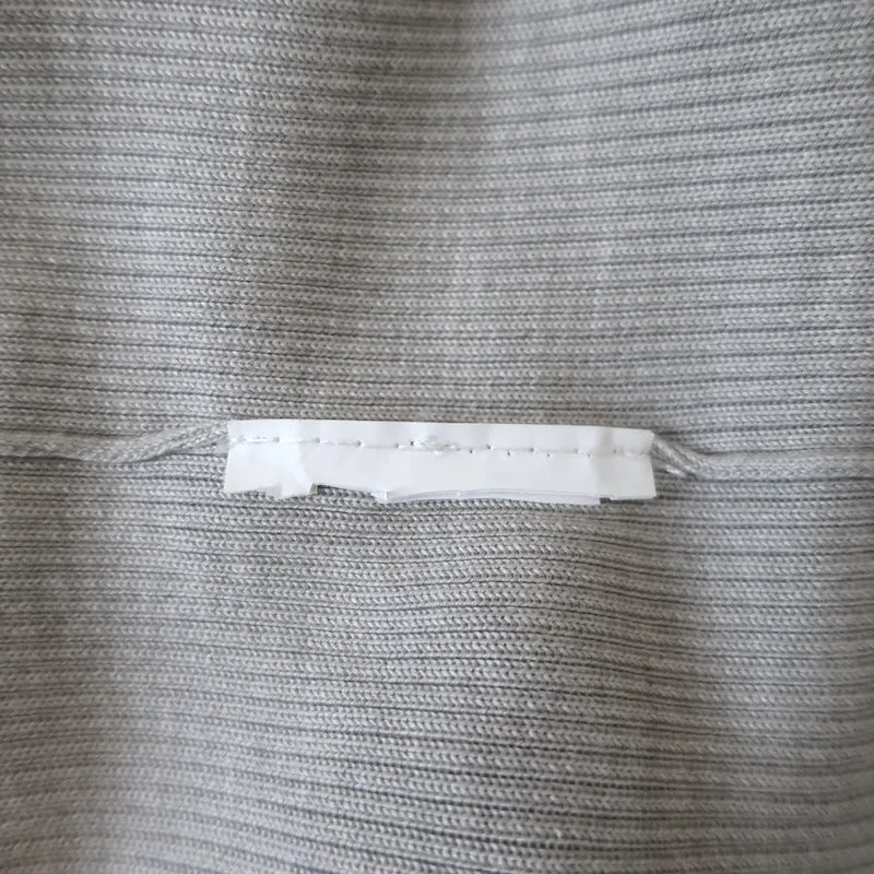 Max Mara Long Sleeve Top Light Gray Ribbed Knit Size Large