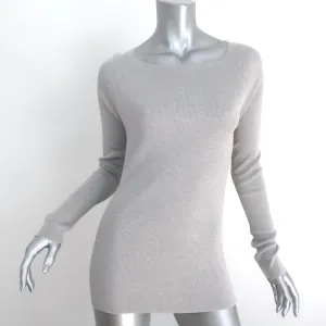 Max Mara Long Sleeve Top Light Gray Ribbed Knit Size Large