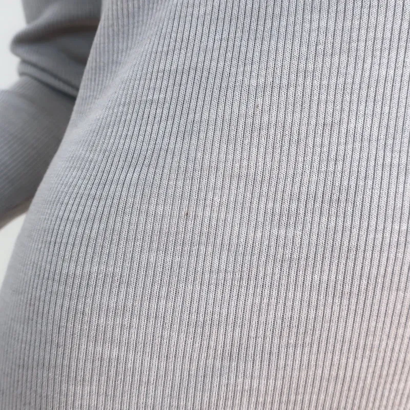 Max Mara Long Sleeve Top Light Gray Ribbed Knit Size Large