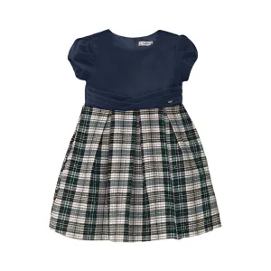 MAYORAL - Velvet Check Dress - Blue