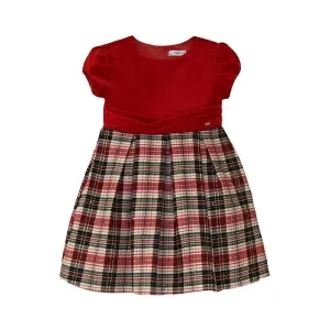 MAYORAL - Velvet Check Dress - Red