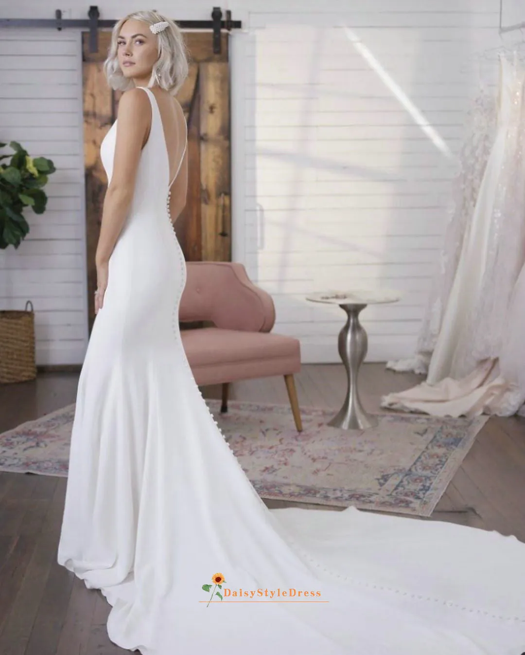 Mermaid Low Back Wedding Dress