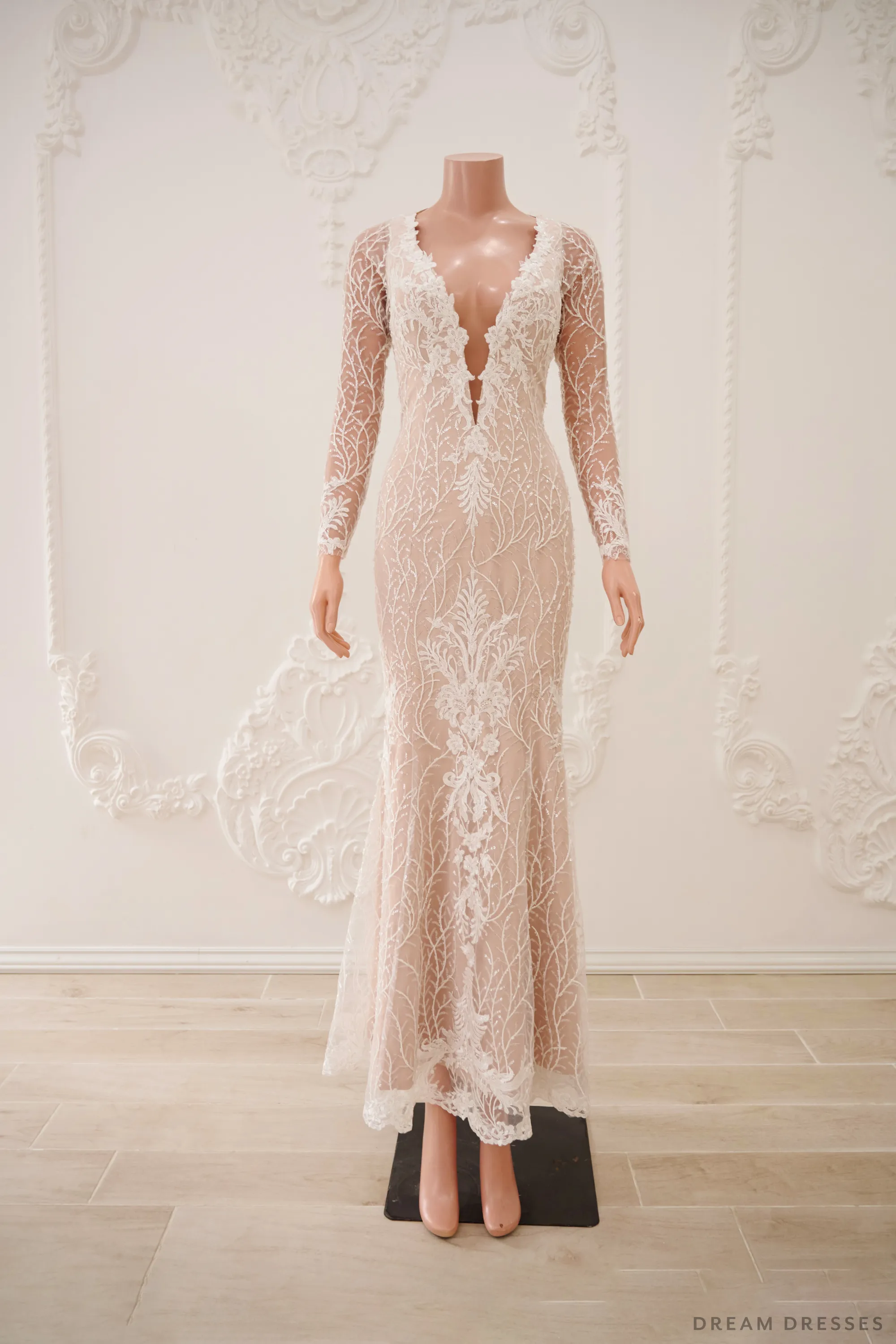 Mermaid Wedding Dress with Big Detachable Ruffle Bottom (#NADEEN)