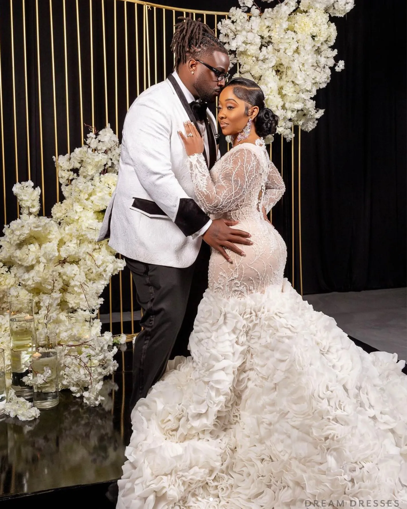 Mermaid Wedding Dress with Big Detachable Ruffle Bottom (#NADEEN)