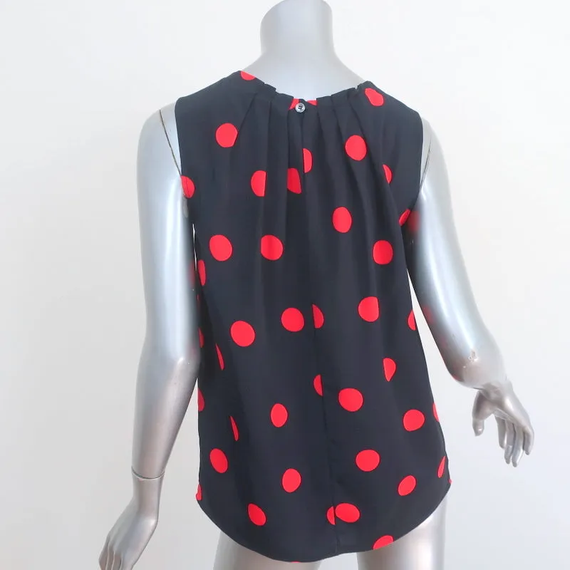 Michael Kors Collection Polka Dot Blouse Navy/Red Size 4 Sleeveless Top NEW
